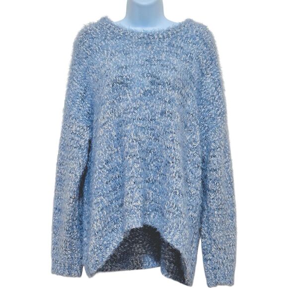 SO Womens Oversized Chunky Teddy Sweater Size XXL Super Soft Y2K Whimsigoth Blue - Picture 2 of 9